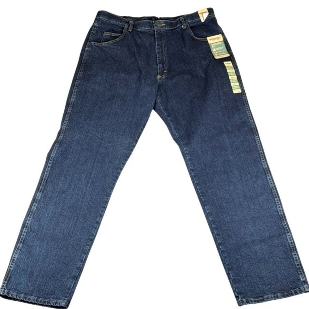 Wrangler Rugged Wear Relaxed Fit Flex Waist Jeans Dark Wash 40x34